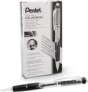 Pentel Twist Erase CLICK Mechanical Pencil, Pack of 12, (0.5mm), Clear Barrel, Black Grip, Box of 12 (PD275TA)