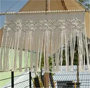 VISTA UNIQUE LET IT BE YOUR RIGHT CHOICE! Macrame Doorway Curtains Handmade Boho Doorway Curtain Bedroom, Boho Curtains Macrame Wall Hanging - Beaded Curtains for Doorways (40Wx30L in-Bead_Beige)