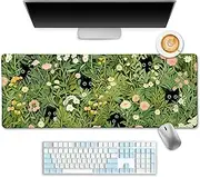 LIMKRIAN Anime Cat Mouse Pad Green Desk Mat, XL Gaming Mouse Pad with Stitched Edges Non-Slip, Large Keyboard Mat for Desktop Computer Laptop Work Home Cute Office Desk Accessories 31.5x11.8 in