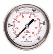 2-1/2" Oil Filled Pressure Gauge, SS Case, 1/4" NPT, Back Mount, 0-1,000PSI