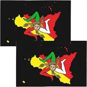 2 Pcs 12x18 Inch Sicily Car Flags Sicilian Car Flags Double Sided Printed Window Flags for Automobile Decoration (Flag Only No Flagpole)