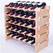 WZIQODMZ Modular Real Wood Wine Storage Racks - Stackable Free Standing Floor Wooden Wine Rack, Premium Wine Storage Rack Elegant Display and Organizing for Kitchen and Cellar