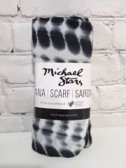 NEW Michael Stars Ruana Scarf Sarong Wrap One Size Black White Alligator Tie Dye