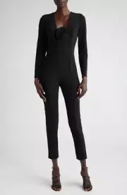 Carolina Herrera Rosette Detail Long Sleeve Jumpsuit