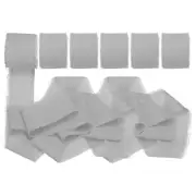 1" x 7Yd Chiffon Silk Ribbon, 6 Rolls Handmade Fringe Fabric, Light Grey