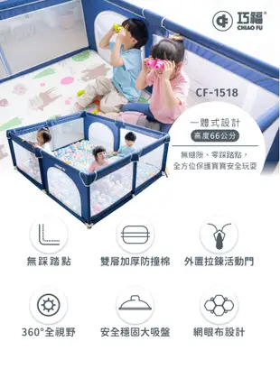 【巧福】兒童遊戲圍欄CF-1518+雙面地墊CF-1518M組合(寶寶爬行墊/遊戲墊/圍欄/遊戲床/ (6.8折)
