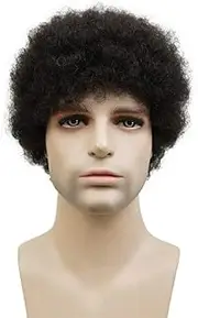 Aimole Afro Short Curly Wigs 100% Human Hair Wig for Black Women or Men African American Full Wig (1B)