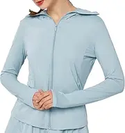 [NWUGTHTX] Sun Protective Jackets Clothing Womens, UPF50+ UV Protection Lightweight Cooling Cropped Zip Up Hoodie for Outdoor