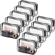 Tbestmax 10 Pack Clear Cosmetic Bags Makeup Bags Portable Waterproof TSA Approved Travel Toiletry Bags Organizer, Black, Travel