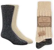 [Wonky Line] 100% Wool Socks for Men and Women, 2 Pairs - Thick, Thermal, Virgin Wool, Warm, Breathable, Winter Socks