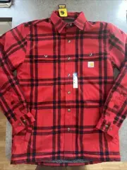 Carhartt Relaxed Fit Flannel Sherpa Lined Shirt Jacket TJ4452-M Plaid Sz Med