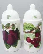 POMONA Portmeirion Salt & Pepper Set Plum & Cherry 4.25" NEW NEVER USED England