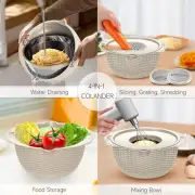 4-1 Colander with Bowl Set - Colander Bowl with Measuring Spoons - Fruit Straine