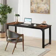 OAKORY 160cm L x 60cm W x 75cm H Writing Table with Metal Legs & Adjustable Pads Durable Construction for Home Office or Study