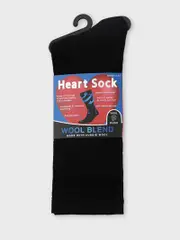 Heart Sock Wool Blend Black