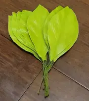20 VTG UNUSED 1950S EMBOSSED 4" LEAVES ON WIRE MILLINERY FLOWER CRAFTS