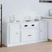 Sideboards White Wood Dining Furniture Cabinets Storage - Kitchen Buffet Table, Three Piece Farmhouse Hutch with Doors and Shelves