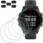 Screen Protector for Garmin Forerunner 945 Smartwatch [4 Pcs] + Anti-dust Plugs 5Pcs, MTHGH Tempered Glass 9H Hardness Anti-Scratch Sensitive Touch Bubble Free Film Ultra-Thin Protective Cover