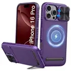 for iPhone Case with Kickstand & Slide Camera Cover, [Compatible 16 Pro Purple