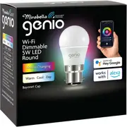 Mirabella Genio Wifi Dimmable 5W Led Round Bayonet Cap each