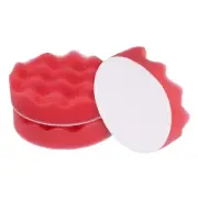 3pcs Buffing Sponge Pads 4" Polishing Wheel Waffle Finishing Grip Pad, Red