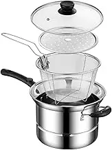 Deep Fryer Pot | Stainless Steel Frying Pot With Detachable Strainer Basket | Multifunctional Kitchen Tool For Cooking French Fries, Seafood, Shrimp, Onion Rings