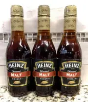 x3 ~ Bottles Heinz Gourmet Malt Vinegar 12 oz Old English Fish & Chips