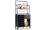 Giantex Kitchen Storage Cabinet Microwave Oven Stand Wine Rack Organiser Black
