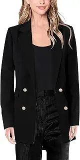 [VFSHOW] Womens Work Business Blazers Open Front Notch Lapel Double Breasted Office Back Slit Pockets Jackets Blazer