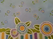 RARE 3 yds Mary Engelbreit Moda Fabric 2007 Friends And Flowers Blue Border