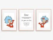 3 x A4 Nursery/Baby/Kids Wall Prints Custom Personalised Twin Name Gift Thing 1