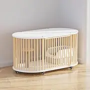 Large Cat Cage, Indoor Cat Playpen, Pet Playpen, Wooden, Double Doors, with Pulleys, with Sisal Springboard, Cat House, Breathable, for Kitten Small Animals(Wood+white,1 layer)