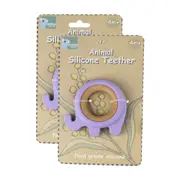 2x Koala Dream Silicone/Wooden Elephant Baby/Toddler Chew Teether Toy Purple 4m+