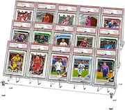Monciysn 12 Inch Acrylic Graded Card Slab Riser Display Shelf, 15 Pack Trading Card Display Stand Holder, Clear Card Stands for PSA Graded Baseball Trading Cards