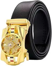 [Generic] Dandali Scratch-Resistant Wrapped Edge Automatic Buckle Belt Mens Casual Waistbone Belt, 120cm