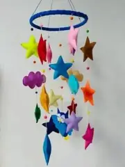 BABY FELT MACRAME COT MOBILE WALL HANGING Nursery Gift elipent Decor 3D HANDMADE