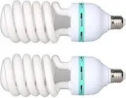 YISITONG 2X 135W E27 Photo Bulbs 5500K Fluorescent Spiral Light Bulb, Studio Bulb, for Photo and Video Studio Lighting