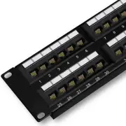 Patch Panel 48 Port Cat6 10G Support, Network Patch Panel UTP 19-Inch, Wallmo...