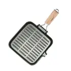 SOGA 24cm Ribbed Cast Iron Square Steak Frying Grill Skillet Pan with Folding Wo