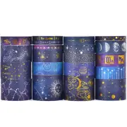 20 Rolls Galaxy Washi Tape Set Stars Arts Adhesive Tapes Gold Silver Foil Decora