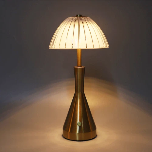 Gold Cordless Desk Lamp Rechargeable 3 Color Touch Dimmable Bedroom Crystal Lamp