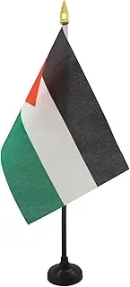 Palestine Table Flag 4'' x 6'' - Palestinian Desk Flag 15 x 10 cm - golden spear top - AZ FLAG