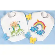 Dimensions Noah's Ark Bibs Stamped Cross Stitch Kit, NEW