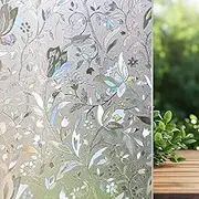 Window Privacy Film Floral,Glass Shower Door Cover for Privacy,Decorative Stained Glass Window Film, Sun Blocking Window Clings Renter-Friendly Static Cling (Tulip, 11.8'' x118'')