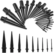 [FDCGAS] Stretcher Set - 36 Pieces Ear Stretcher Taper Stretcher Set Piercing Jewellery (Black), 10.1x7.7CM, Metal