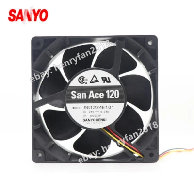 SANYO Denki 9G1224E101 SanAce Fan DC 24V 0.34A 120*120*38MM 3-wire Cooling Fan