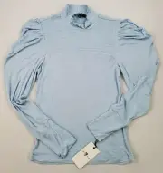7 FOR ALL MANKIND women shirt top loose rayon light blue sz S $159