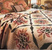 VICTORIAN ROSE --- APPLIQUE & STRIP VINTAGE QUILT PATTERN