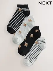 Monochrome Hamish the Highland Cow Invisible Socks 4 Pack (AN8148) | $21
