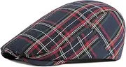[YUHEXM] Men's Fashion Newsboy Hats Golf Peaked Cap Cotton Plaid Flat Driving